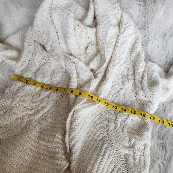 J. Jill Womens Cardigan Size XS Ivory Crochet Circle Pattern Cotton Sweater - Picture 8 of 12